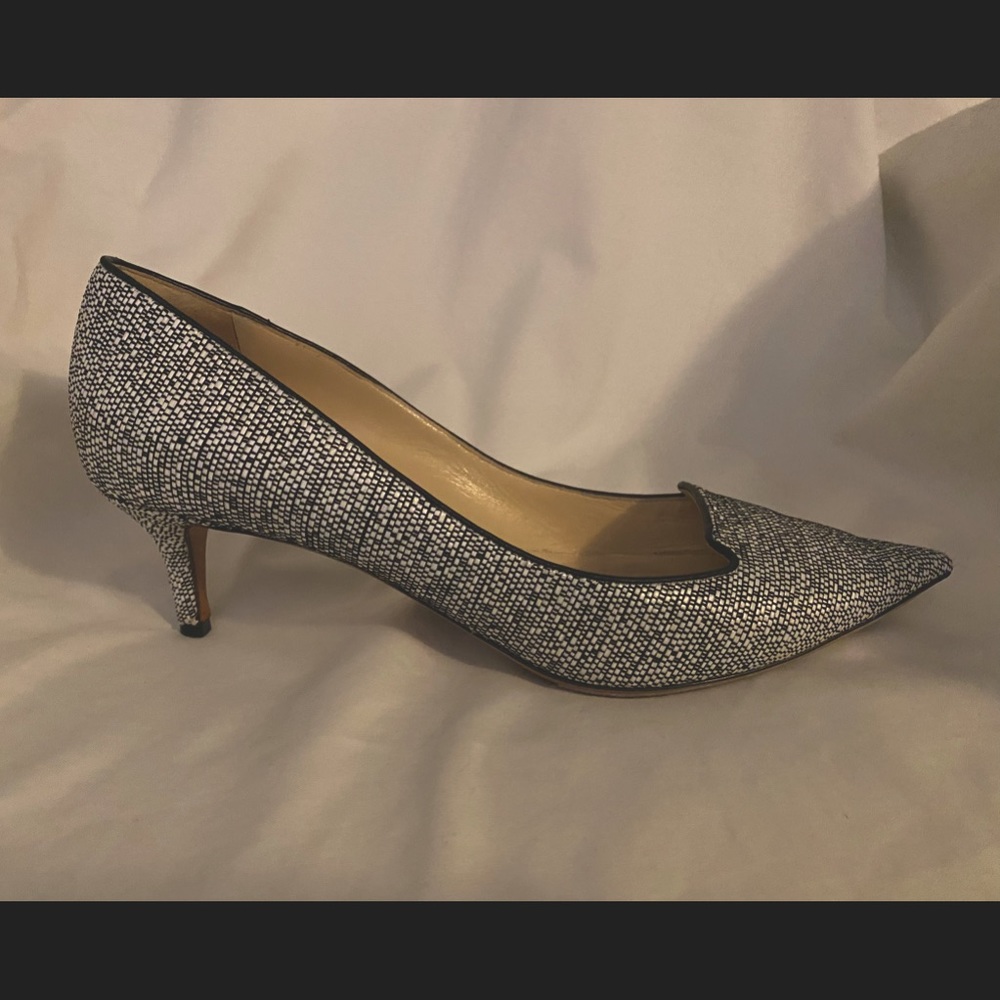 Black and White Woven Jimmy Choo Kitten Heel